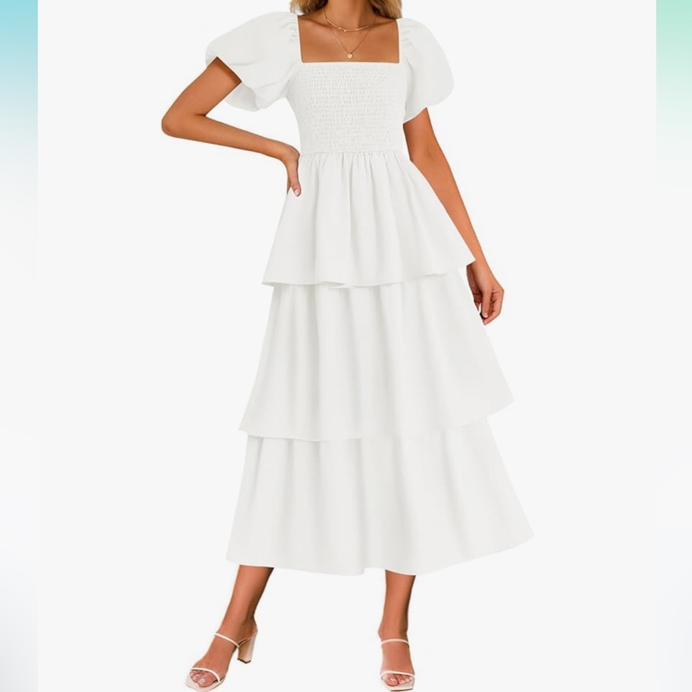 Elegant White Tiered Dress